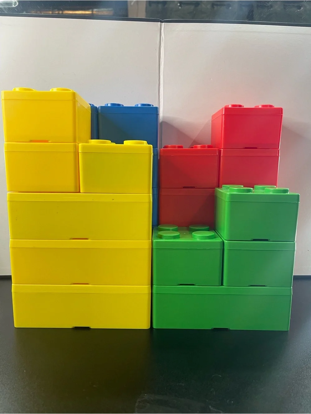 Stackable Building Block Storage - Blue Red Yellow Green